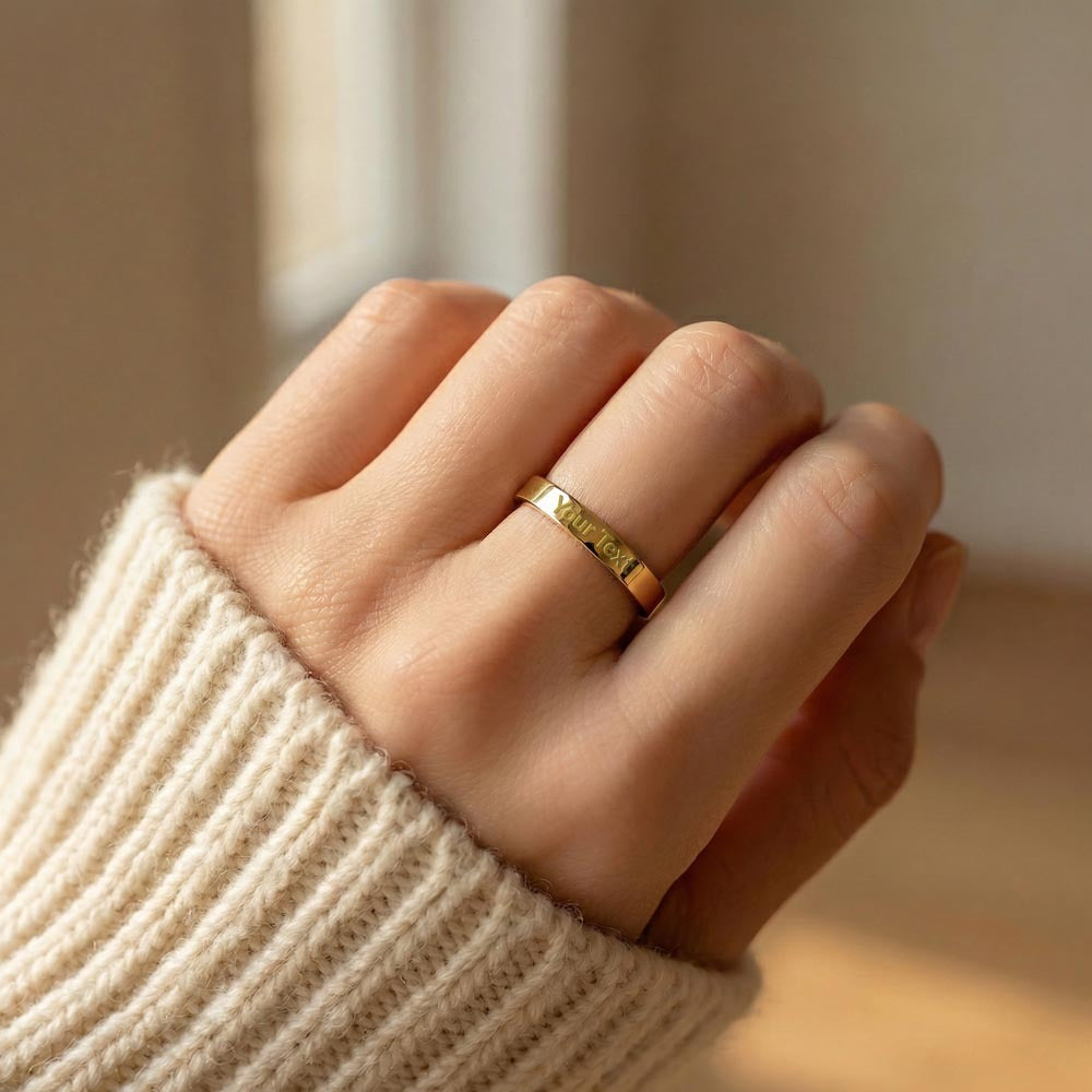USA Flag Engraved Women's Ring | July 4th Veteran Gift Idea