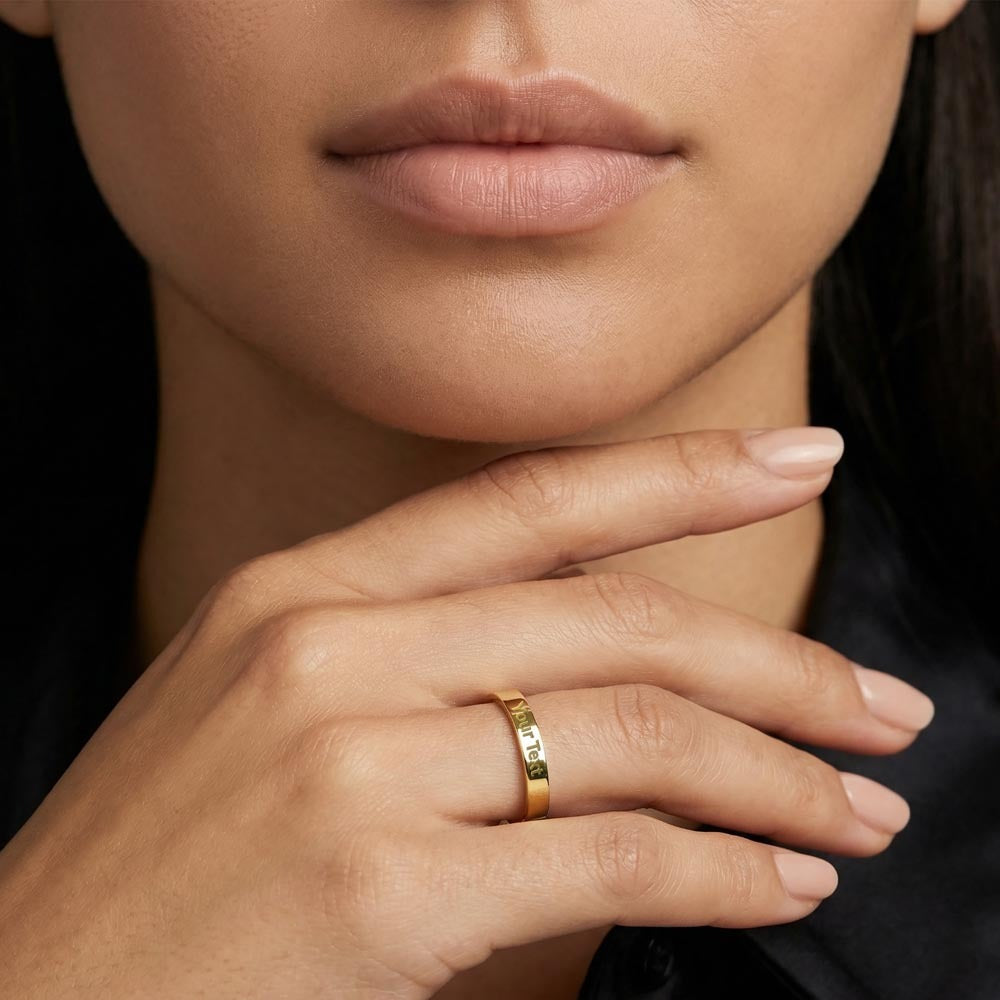 USA Flag Engraved Women's Ring | July 4th Veteran Gift Idea