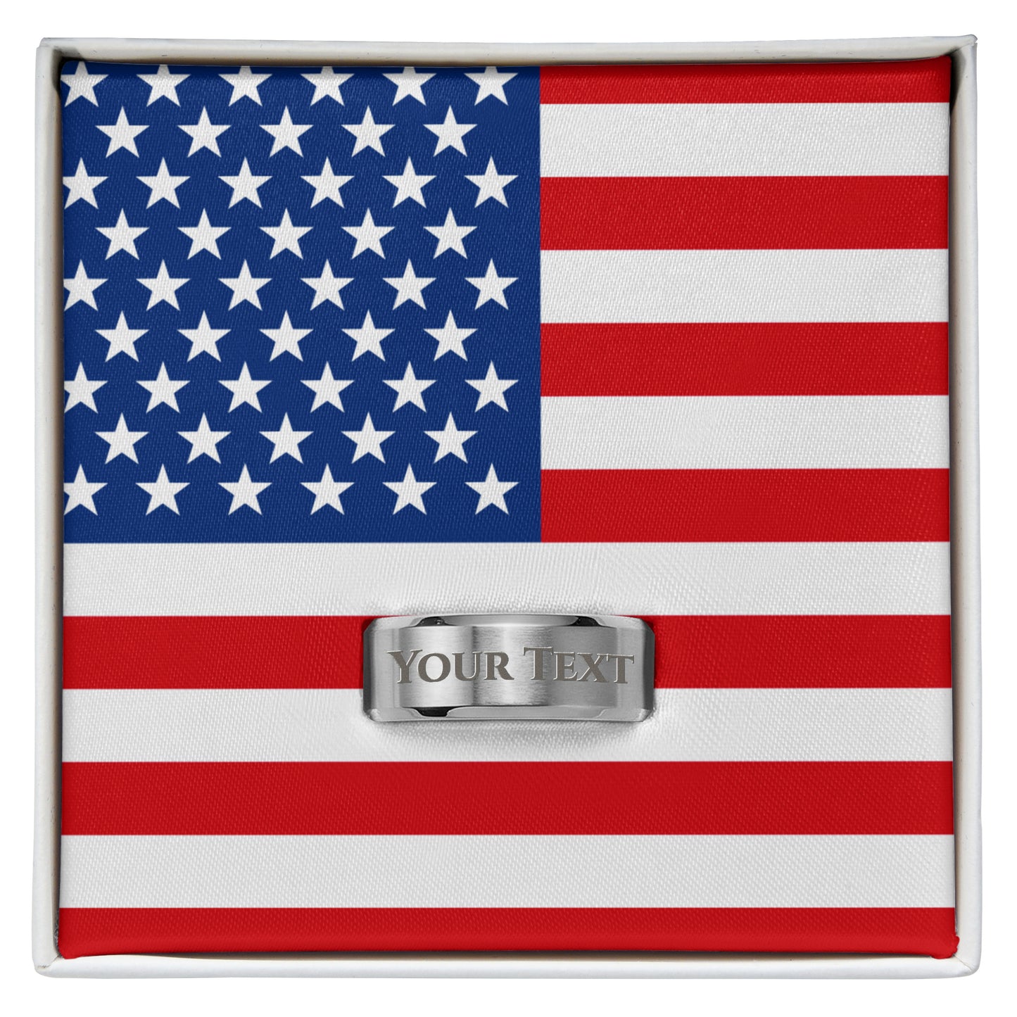 USA Flag Engraved Men's Ring | July 4th Veteran Gift Idea