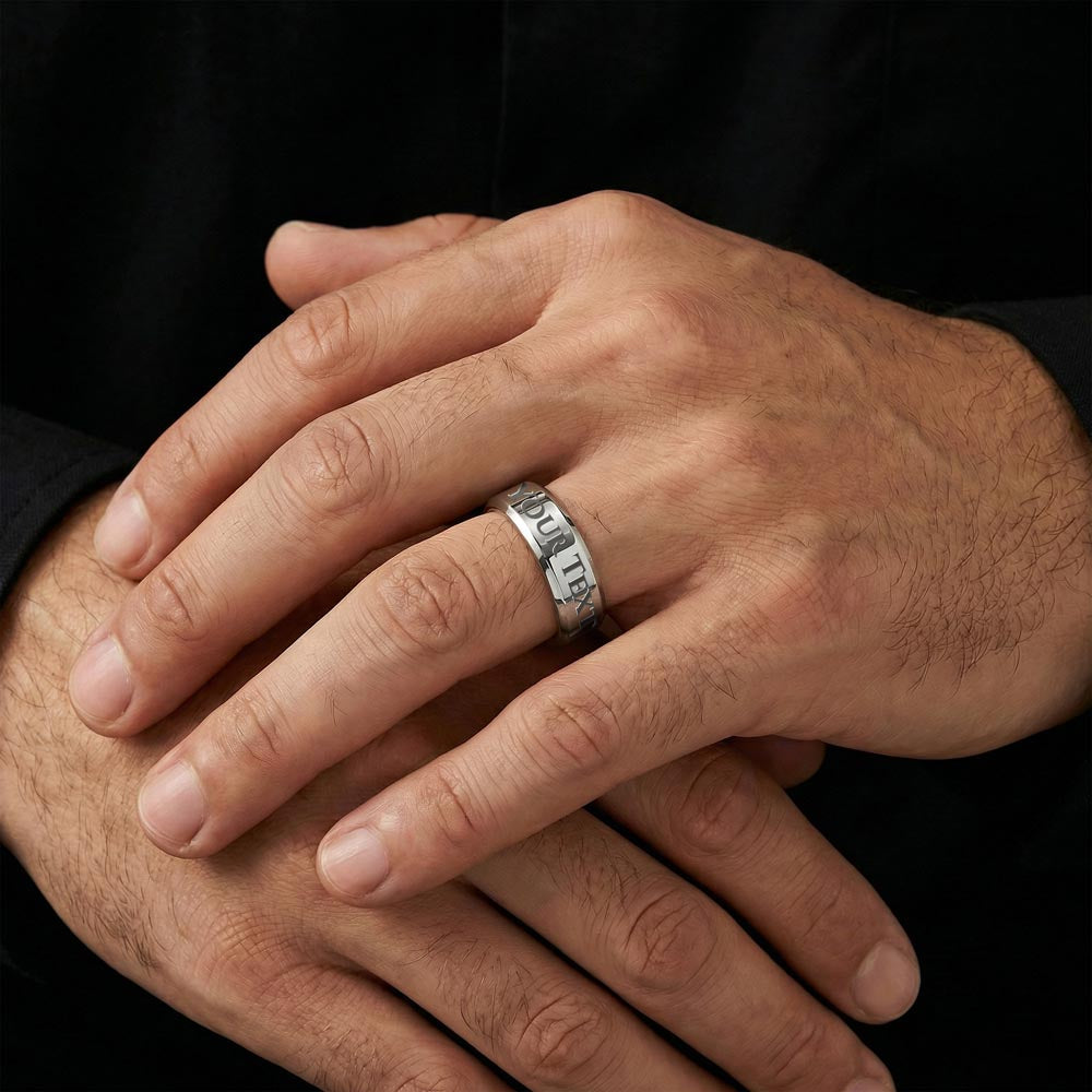 USA Flag Engraved Men's Ring | July 4th Veteran Gift Idea