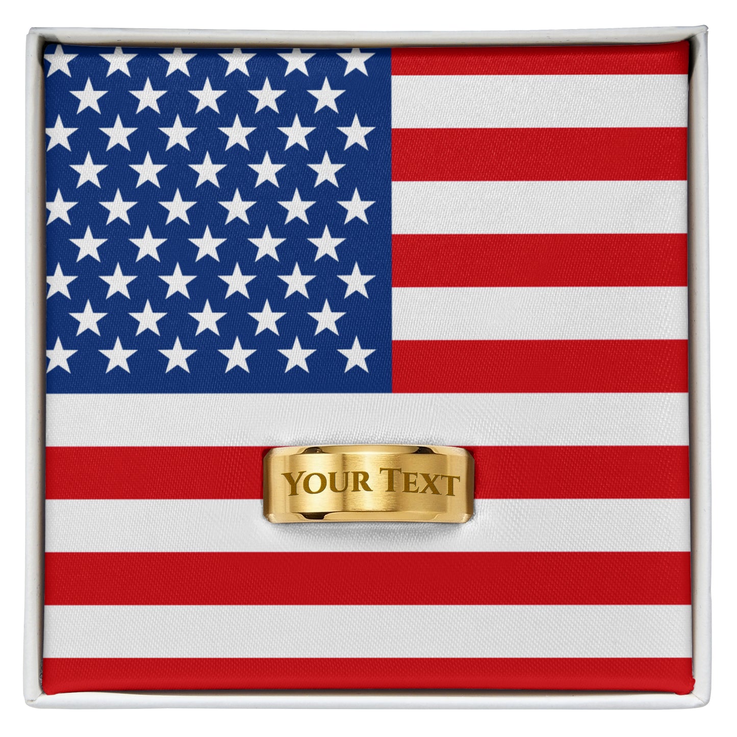 USA Flag Engraved Men's Ring | July 4th Veteran Gift Idea