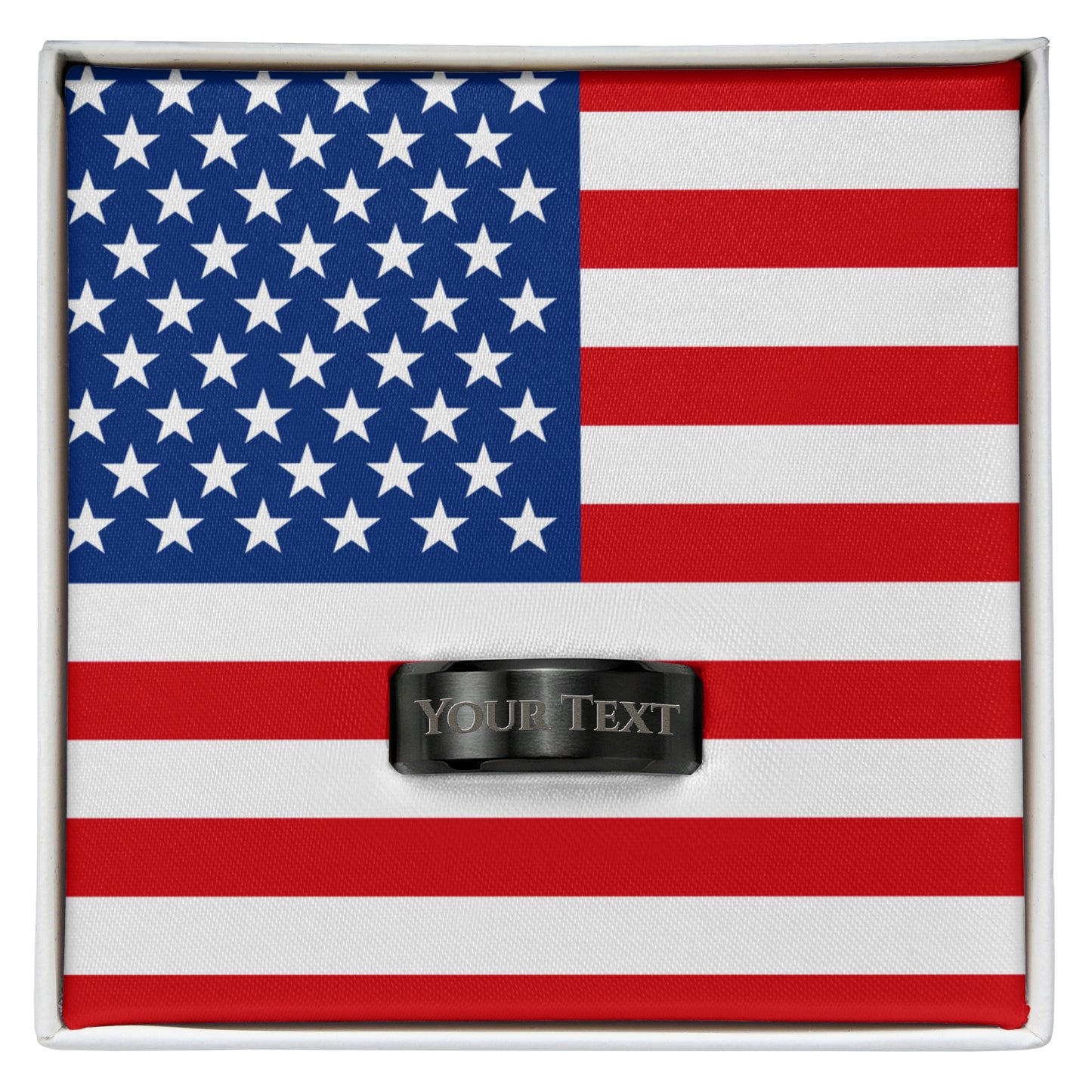 USA Flag Engraved Men's Ring | July 4th Veteran Gift Idea