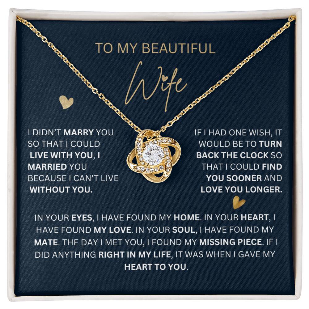 Love Knot Necklace Jewelry to My Wife from Husband | Hunting Birthday Anniversary Christmas Women Gift Idea