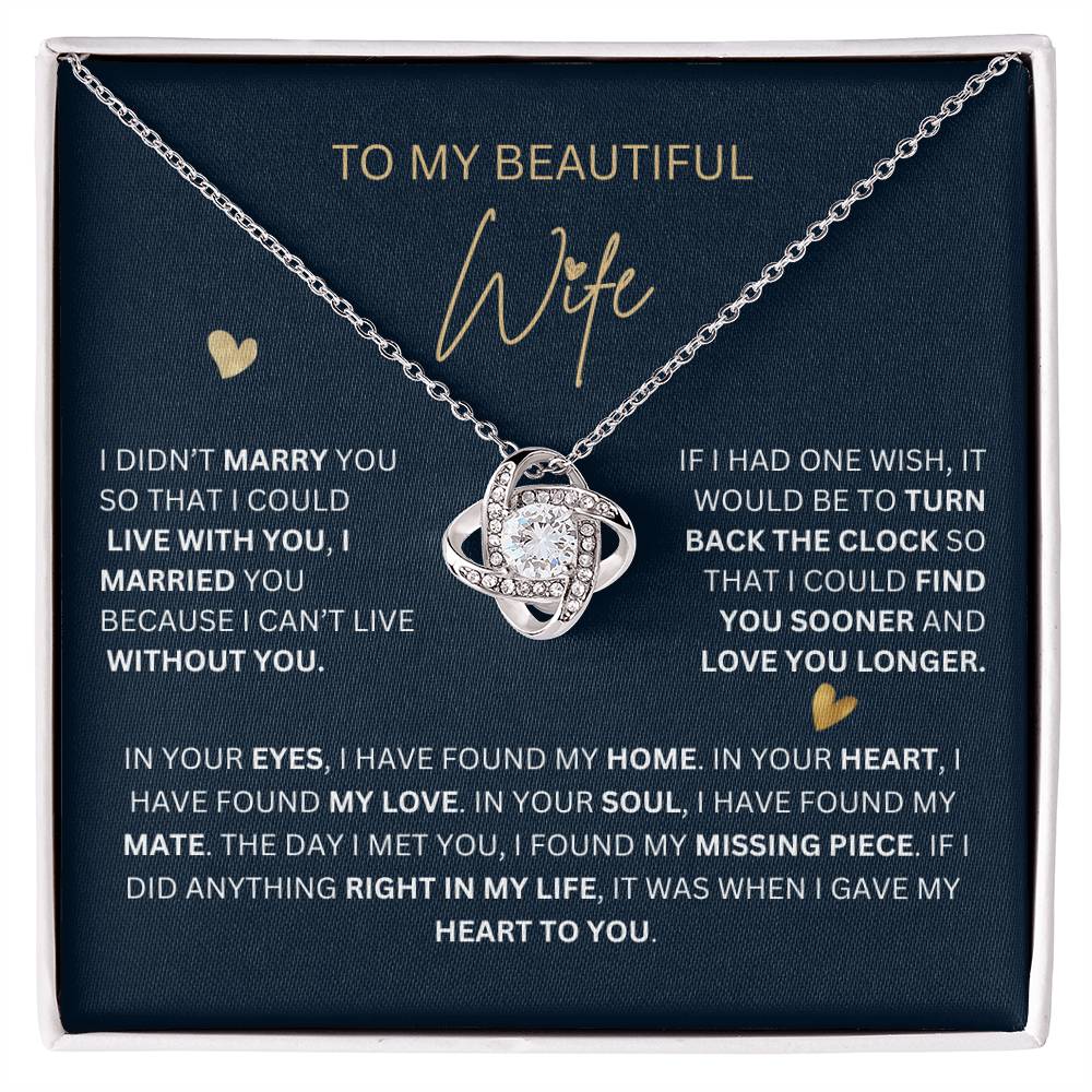 Love Knot Necklace Jewelry to My Wife from Husband | Hunting Birthday Anniversary Christmas Women Gift Idea