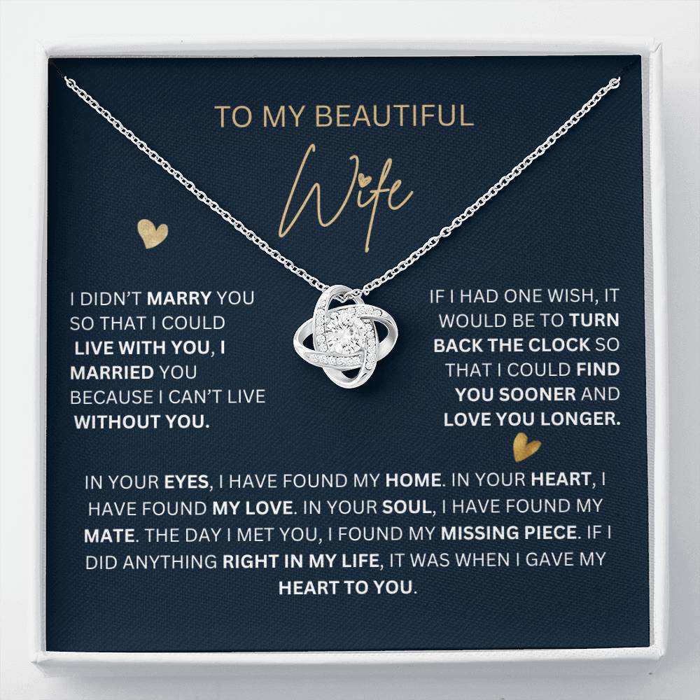 Love Knot Necklace Jewelry to My Wife from Husband | Hunting Birthday Anniversary Christmas Women Gift Idea