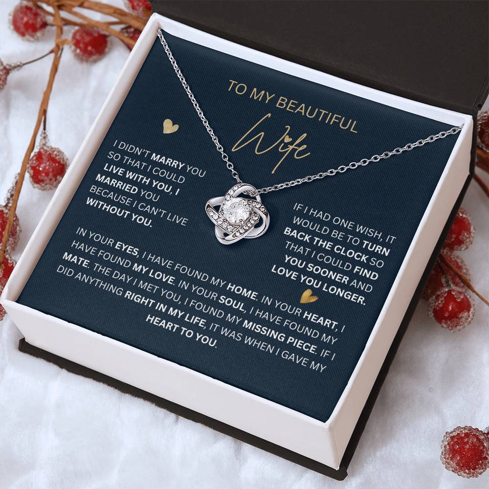 Love Knot Necklace Jewelry to My Wife from Husband | Hunting Birthday Anniversary Christmas Women Gift Idea