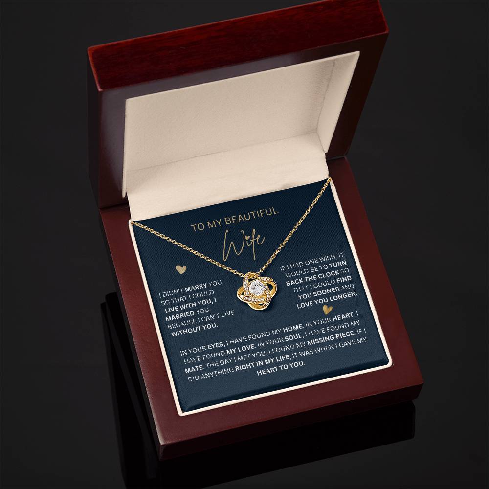 Love Knot Necklace Jewelry to My Wife from Husband | Hunting Birthday Anniversary Christmas Women Gift Idea