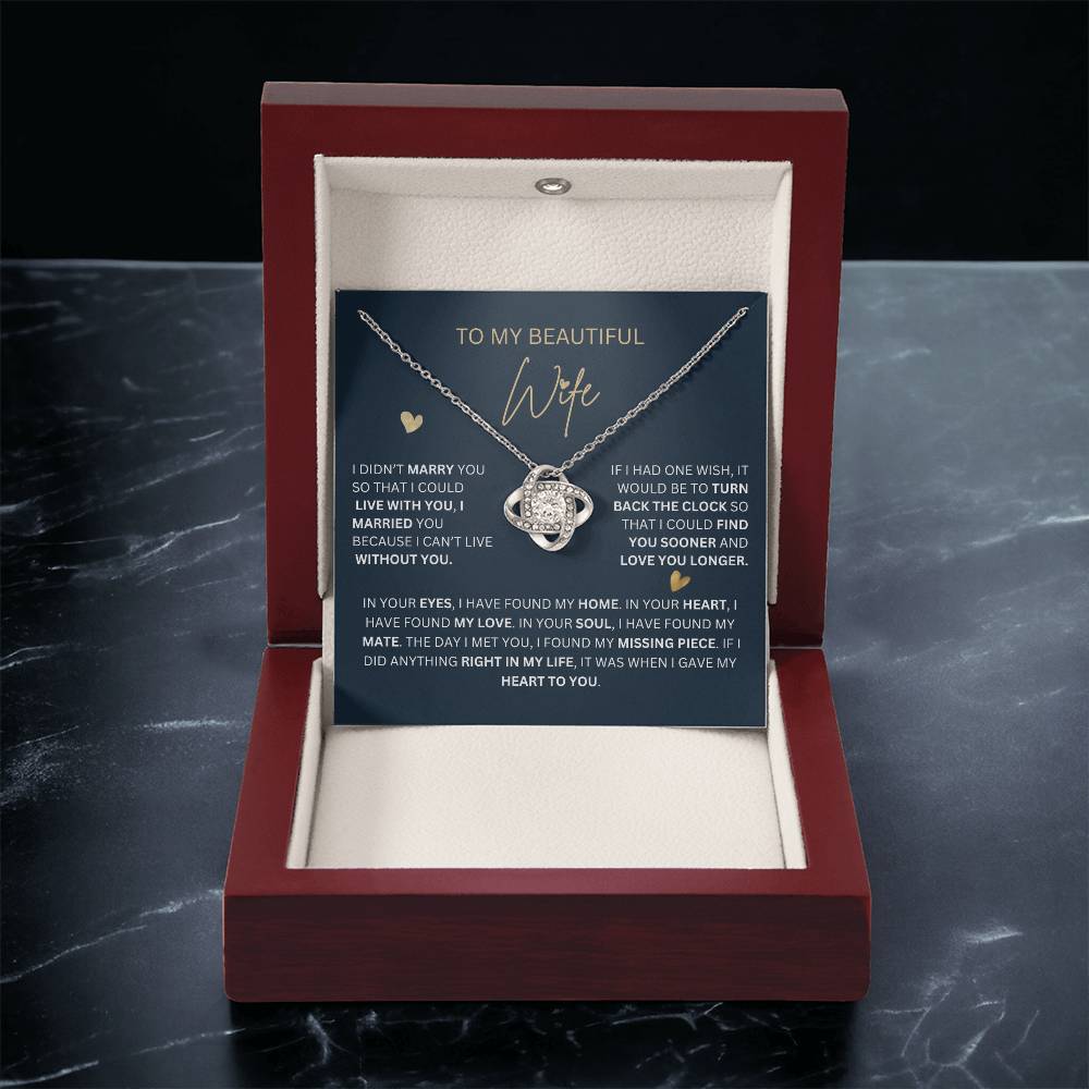 Love Knot Necklace Jewelry to My Wife from Husband | Hunting Birthday Anniversary Christmas Women Gift Idea