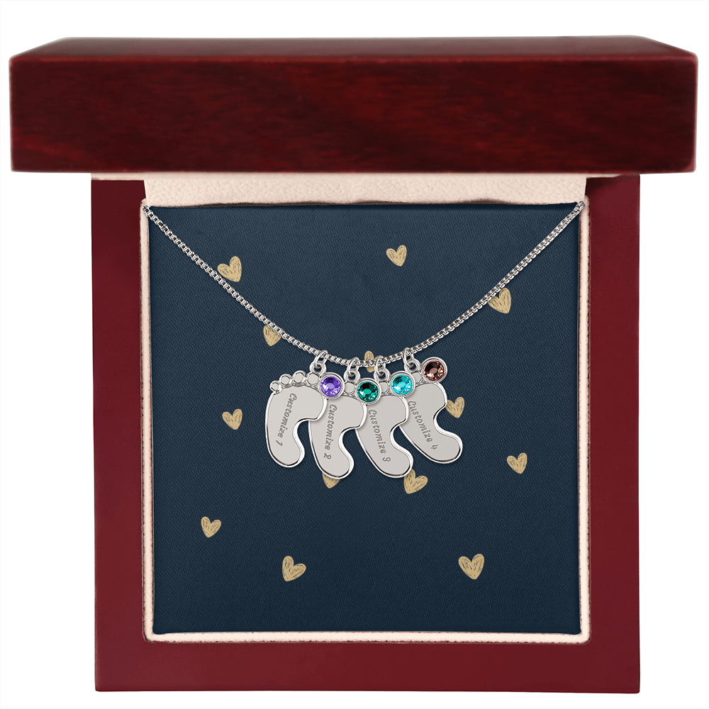 Personalized Cute Baby Feet Necklace with Birthstone | Custom Jewelry Gift Idea