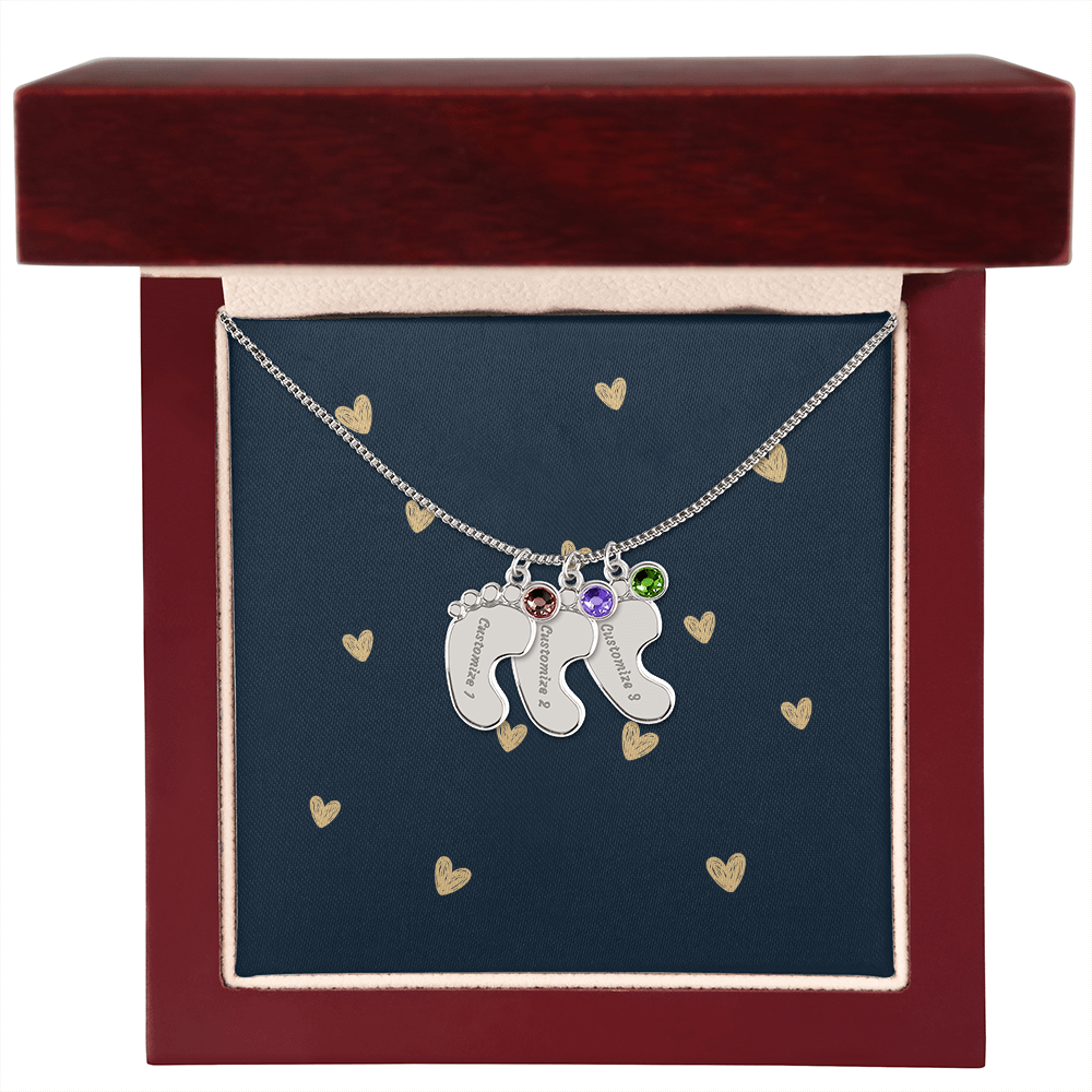 Personalized Cute Baby Feet Necklace with Birthstone | Custom Jewelry Gift Idea