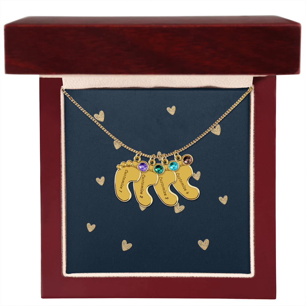 Personalized Cute Baby Feet Necklace with Birthstone | Custom Jewelry Gift Idea