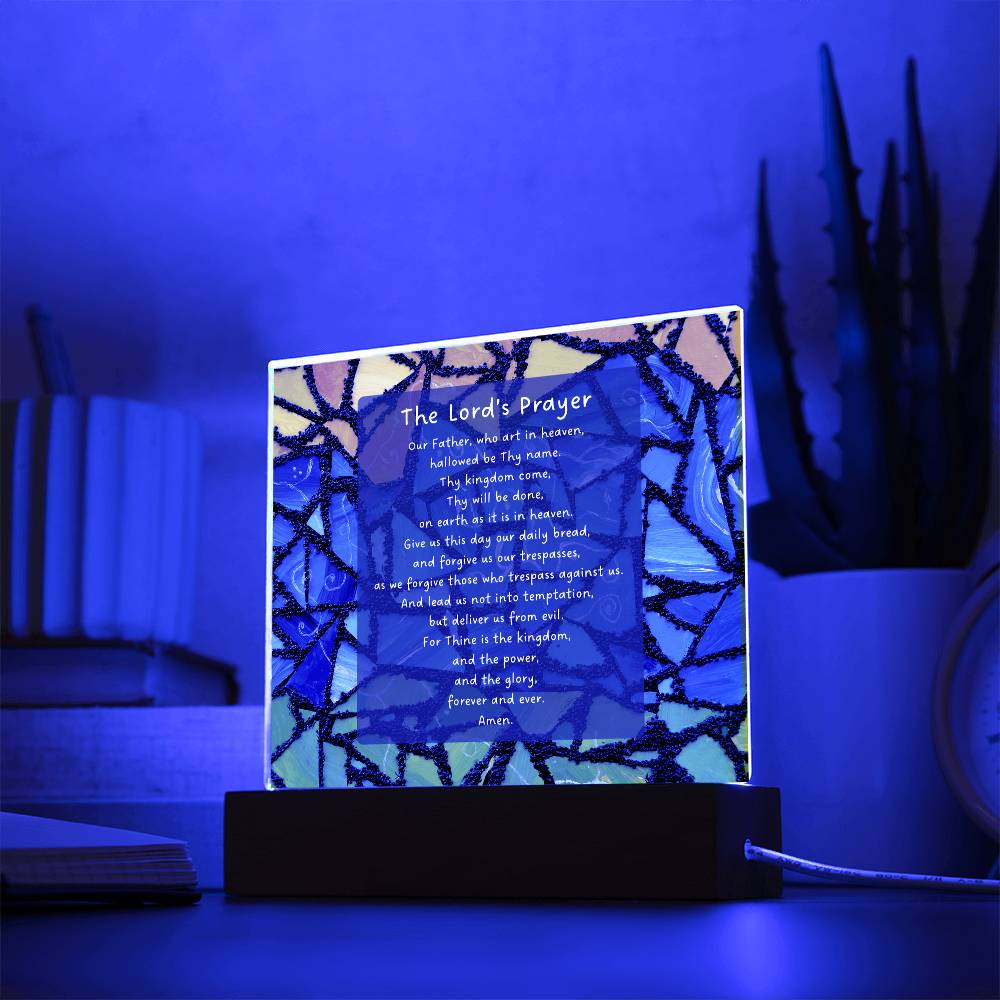 The Lord's Prayer - Inspired Acrylic with Plaque LED Base Home Art Decor - Elegant Christian Home Blessing