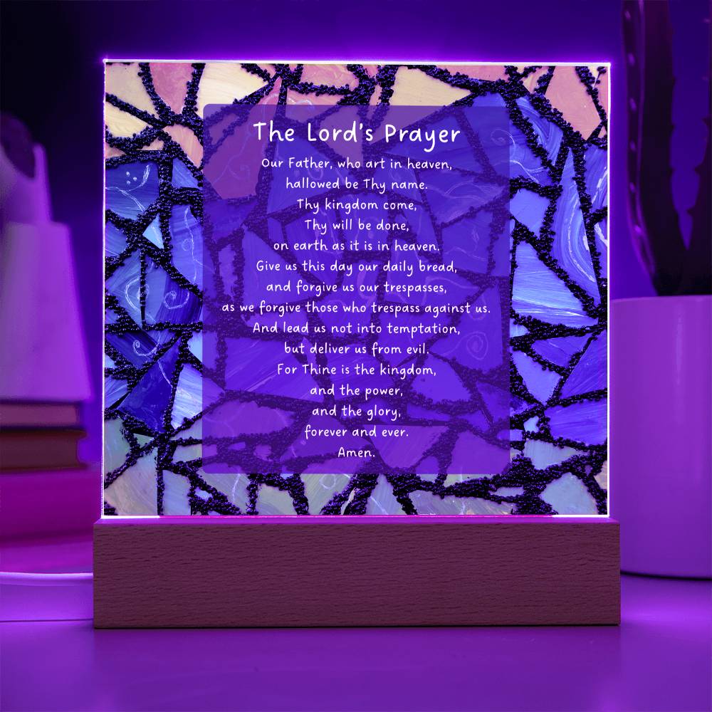 The Lord's Prayer - Inspired Acrylic with Plaque LED Base Home Art Decor - Elegant Christian Home Blessing