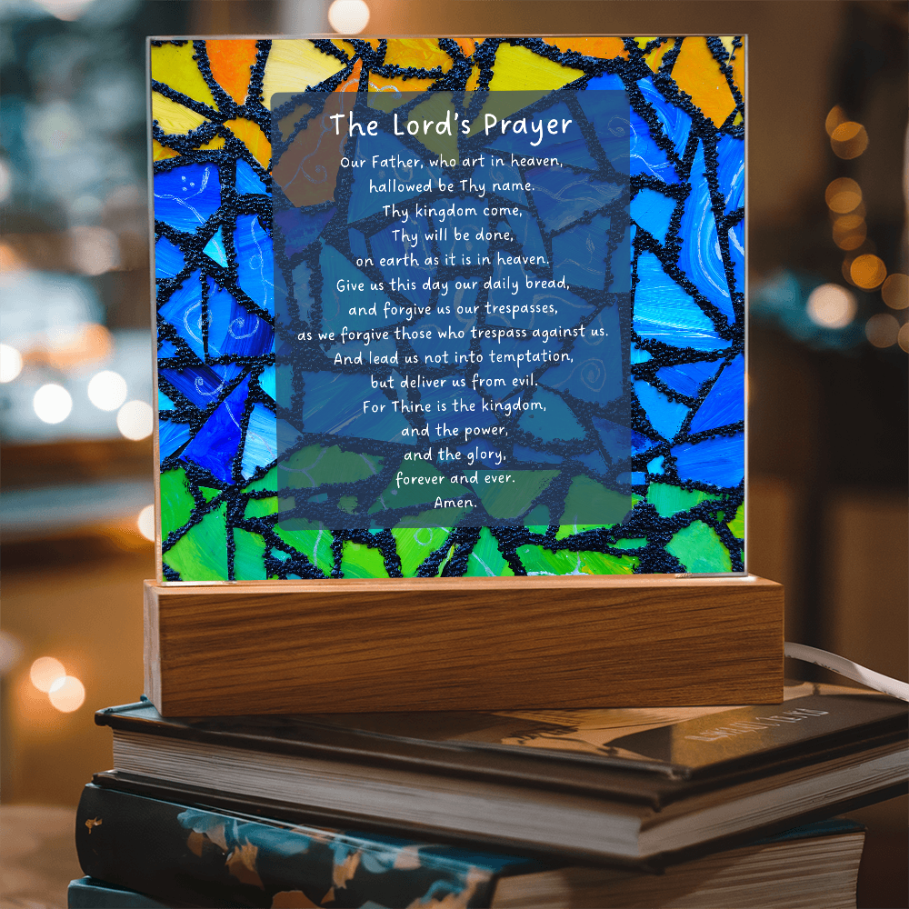The Lord's Prayer - Inspired Acrylic with Plaque LED Base Home Art Decor - Elegant Christian Home Blessing