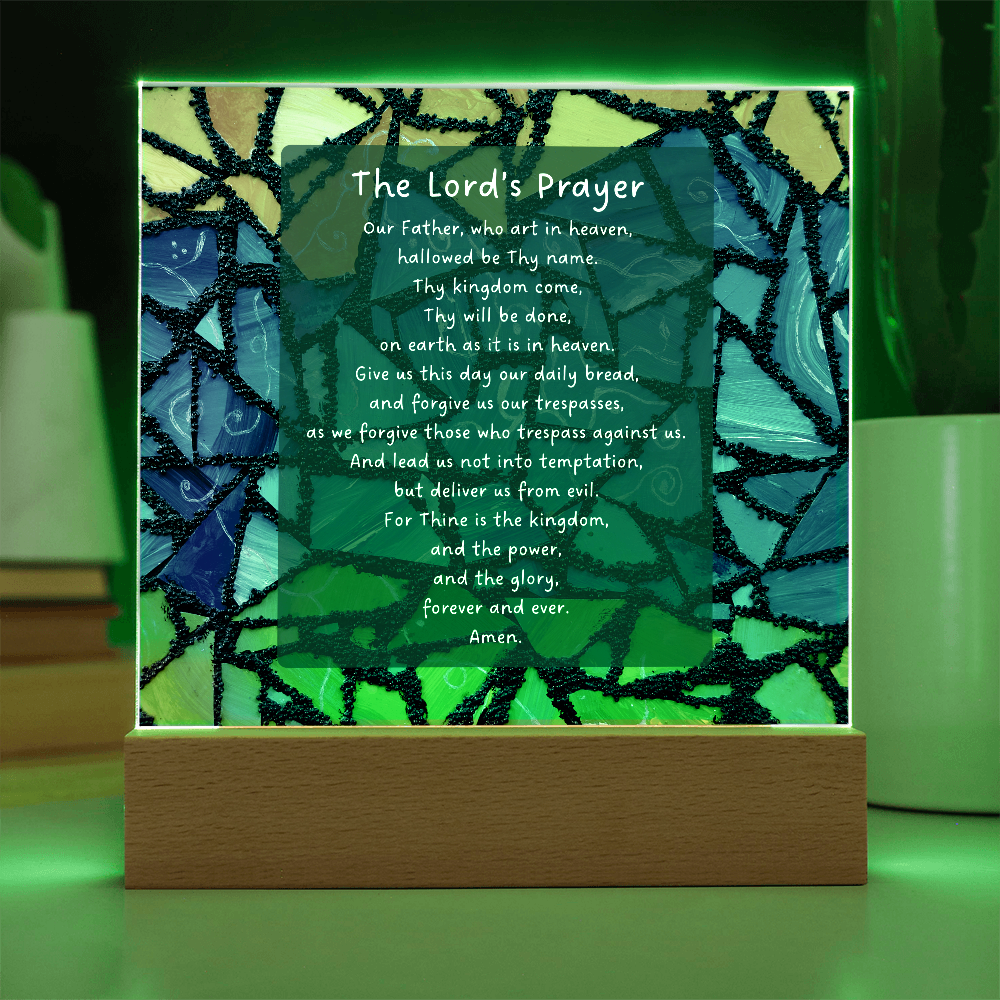 The Lord's Prayer - Inspired Acrylic with Plaque LED Base Home Art Decor - Elegant Christian Home Blessing