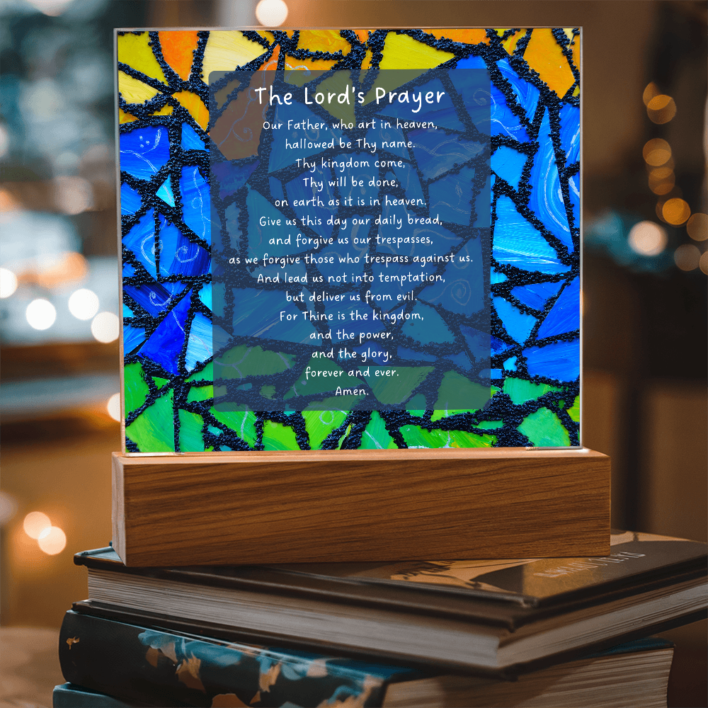 The Lord's Prayer - Inspired Acrylic with Plaque LED Base Home Art Decor - Elegant Christian Home Blessing