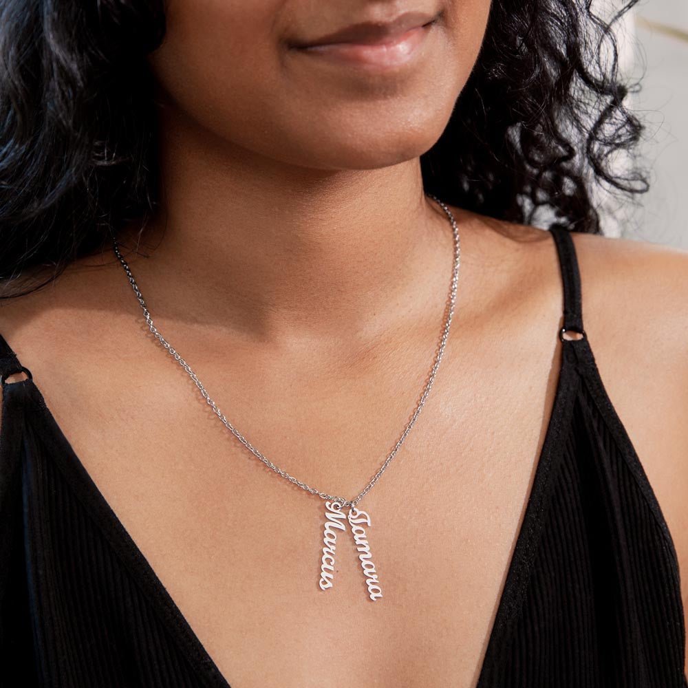Personalized Vertical Names Necklace | Unique Trending Meaningful Gift Idea