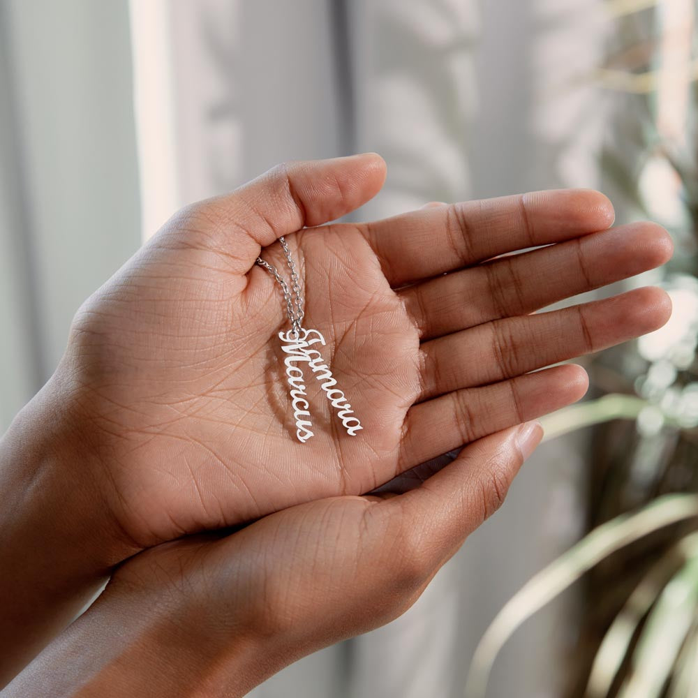 Personalized Vertical Names Necklace | Unique Trending Meaningful Gift Idea
