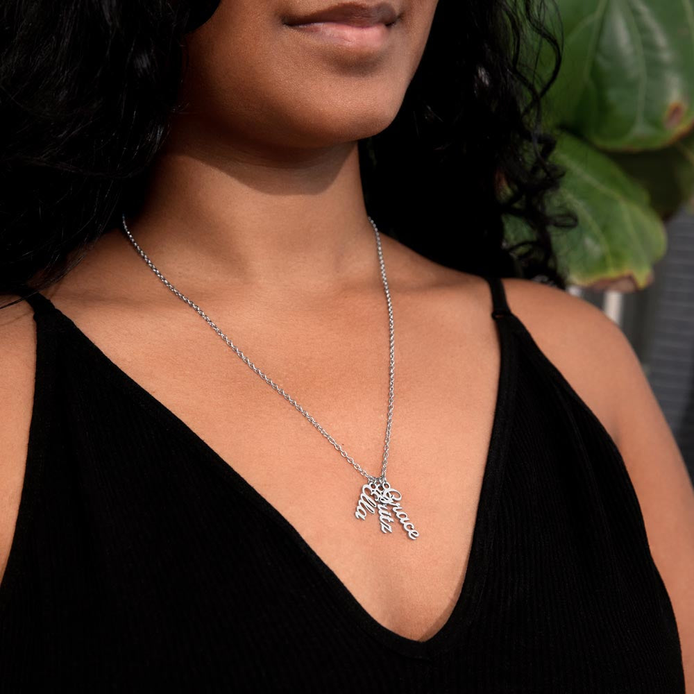 Personalized Vertical Names Necklace | Unique Trending Meaningful Gift Idea