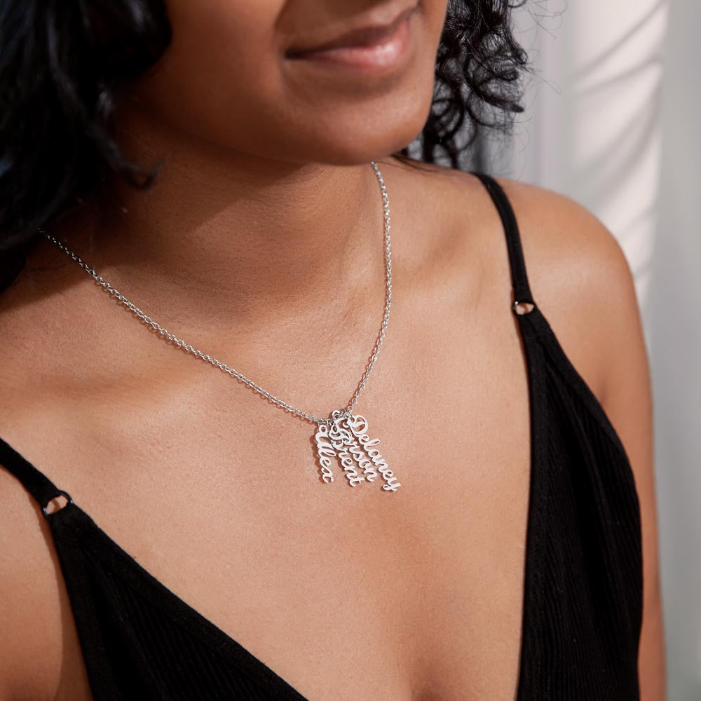 Personalized Vertical Names Necklace | Unique Trending Meaningful Gift Idea