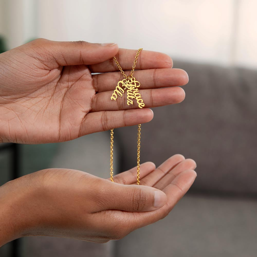 Personalized Vertical Names Necklace | Unique Trending Meaningful Gift Idea