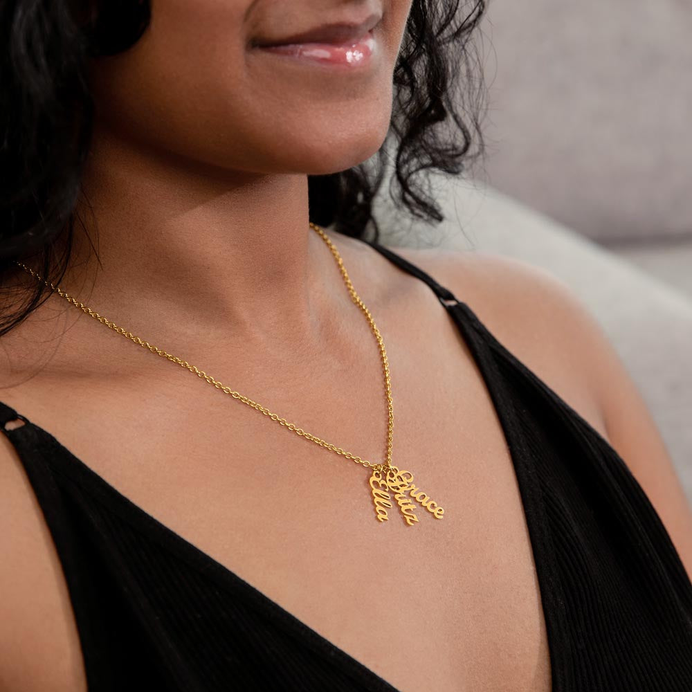 Personalized Vertical Names Necklace | Unique Trending Meaningful Gift Idea