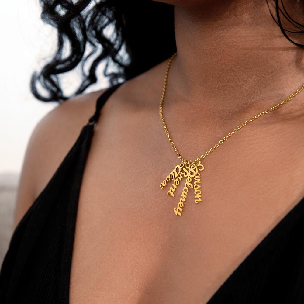 Personalized Vertical Names Necklace | Unique Trending Meaningful Gift Idea