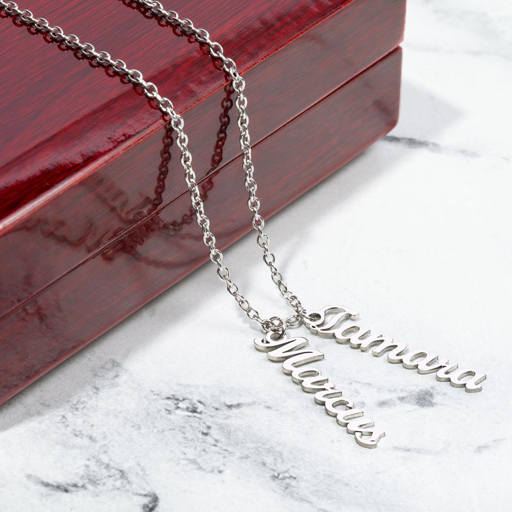 Personalized Vertical Names Necklace | Unique Trending Meaningful Gift Idea