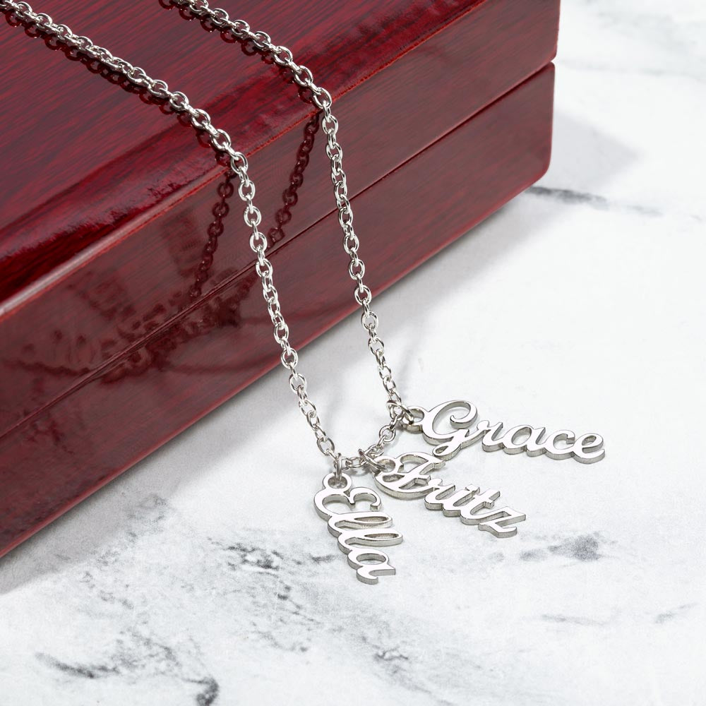 Personalized Vertical Names Necklace | Unique Trending Meaningful Gift Idea