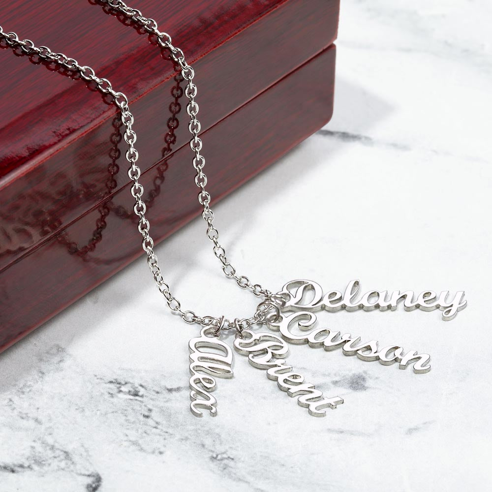 Personalized Vertical Names Necklace | Unique Trending Meaningful Gift Idea