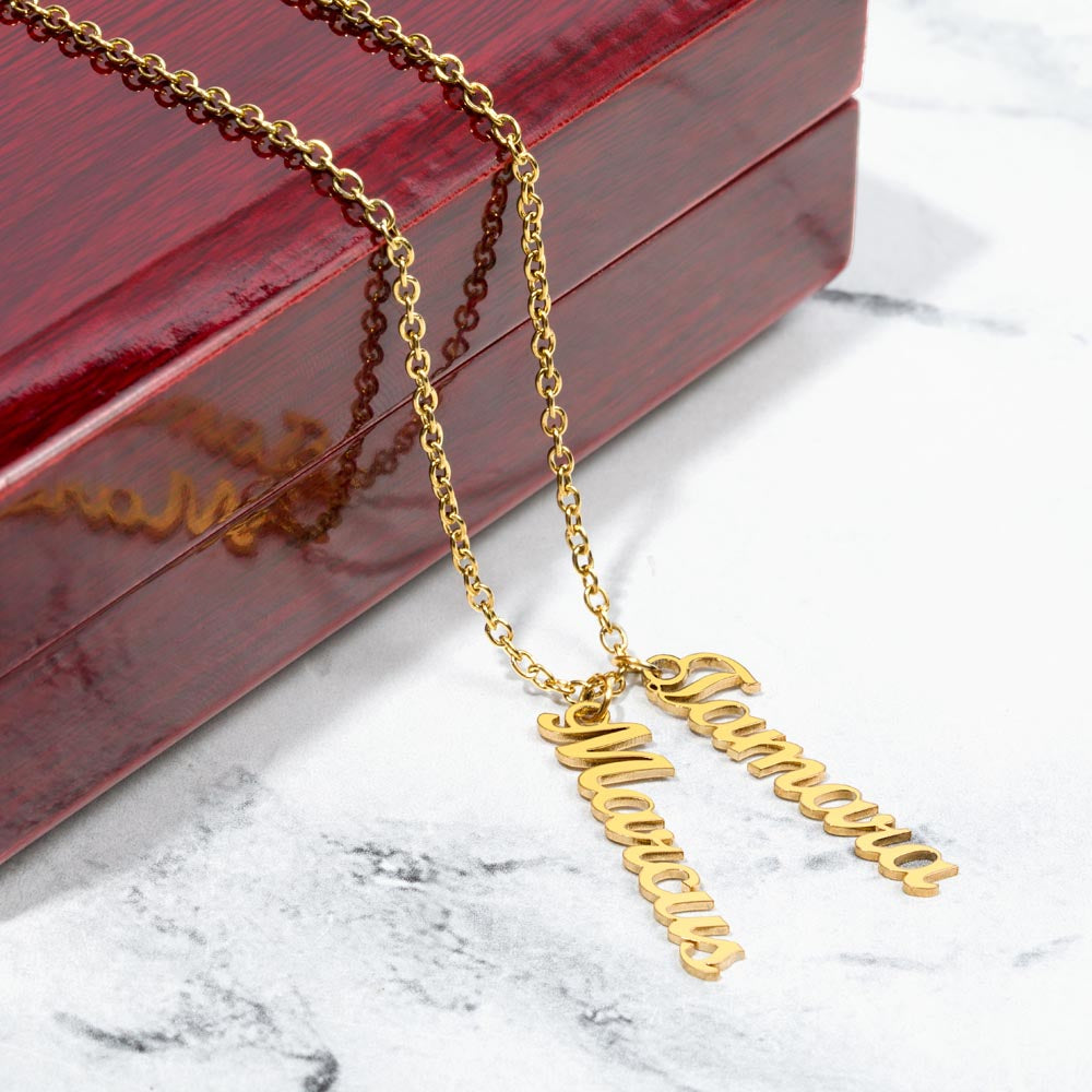 Personalized Vertical Names Necklace | Unique Trending Meaningful Gift Idea