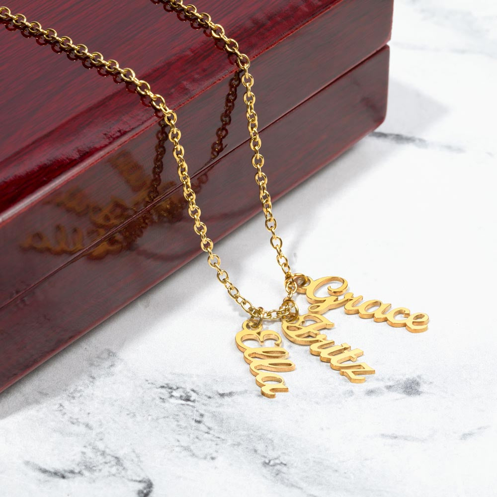 Personalized Vertical Names Necklace | Unique Trending Meaningful Gift Idea