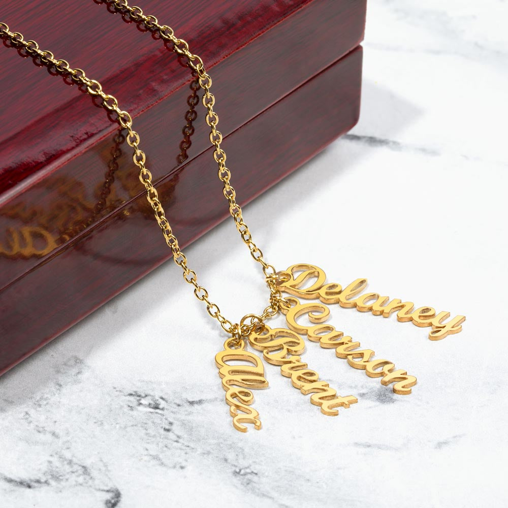 Personalized Vertical Names Necklace | Unique Trending Meaningful Gift Idea