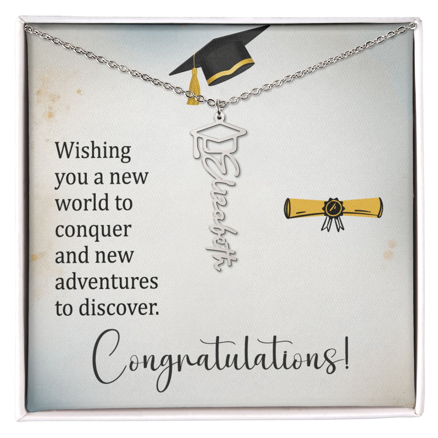 Graduation Cap Necklace and Message Card. Congratulations Gift Idea