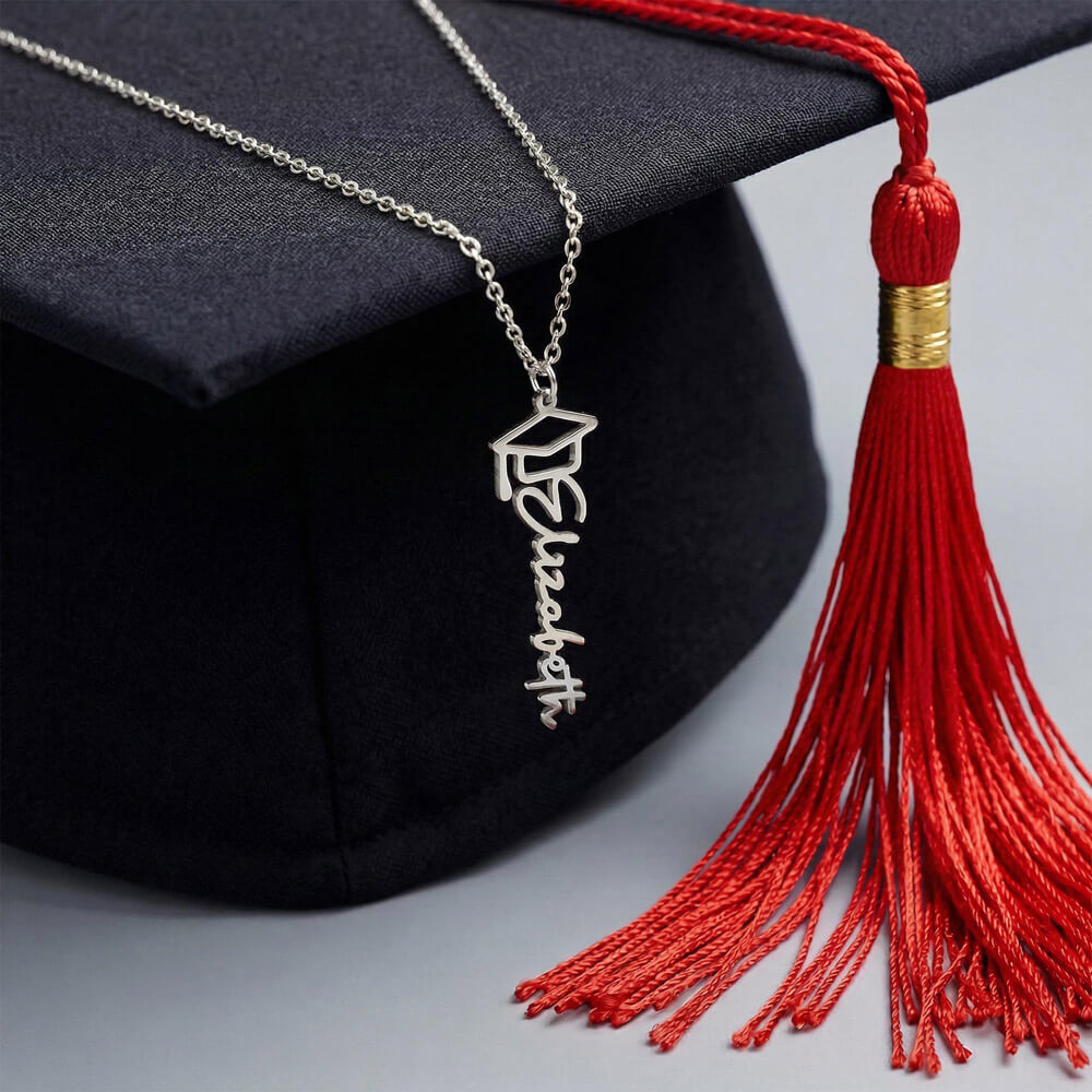 Graduation Cap Necklace and Message Card. Congratulations Gift Idea