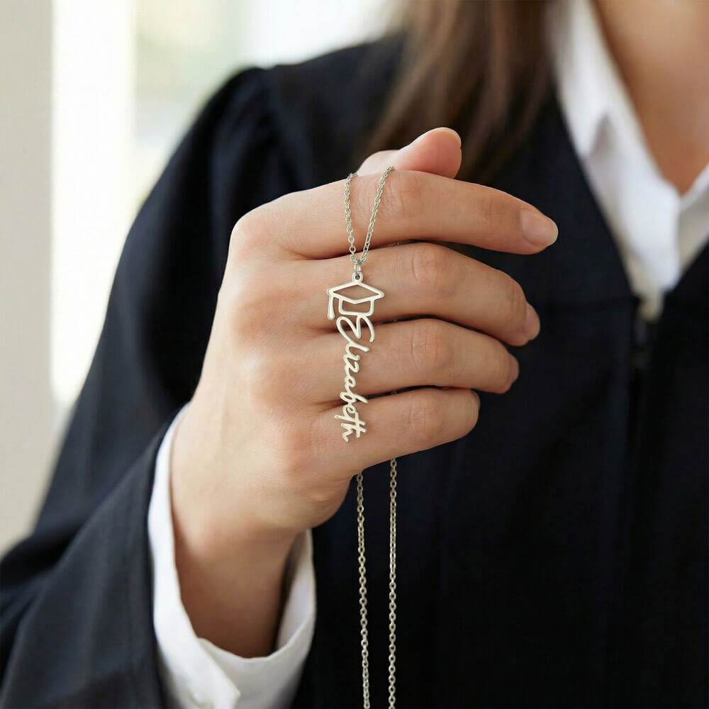 Graduation Cap Necklace and Message Card. Congratulations Gift Idea