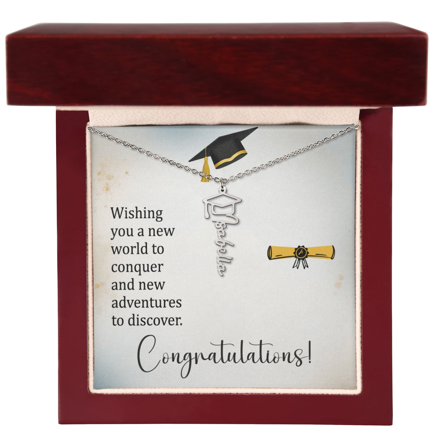 Graduation Cap Necklace and Message Card. Congratulations Gift Idea