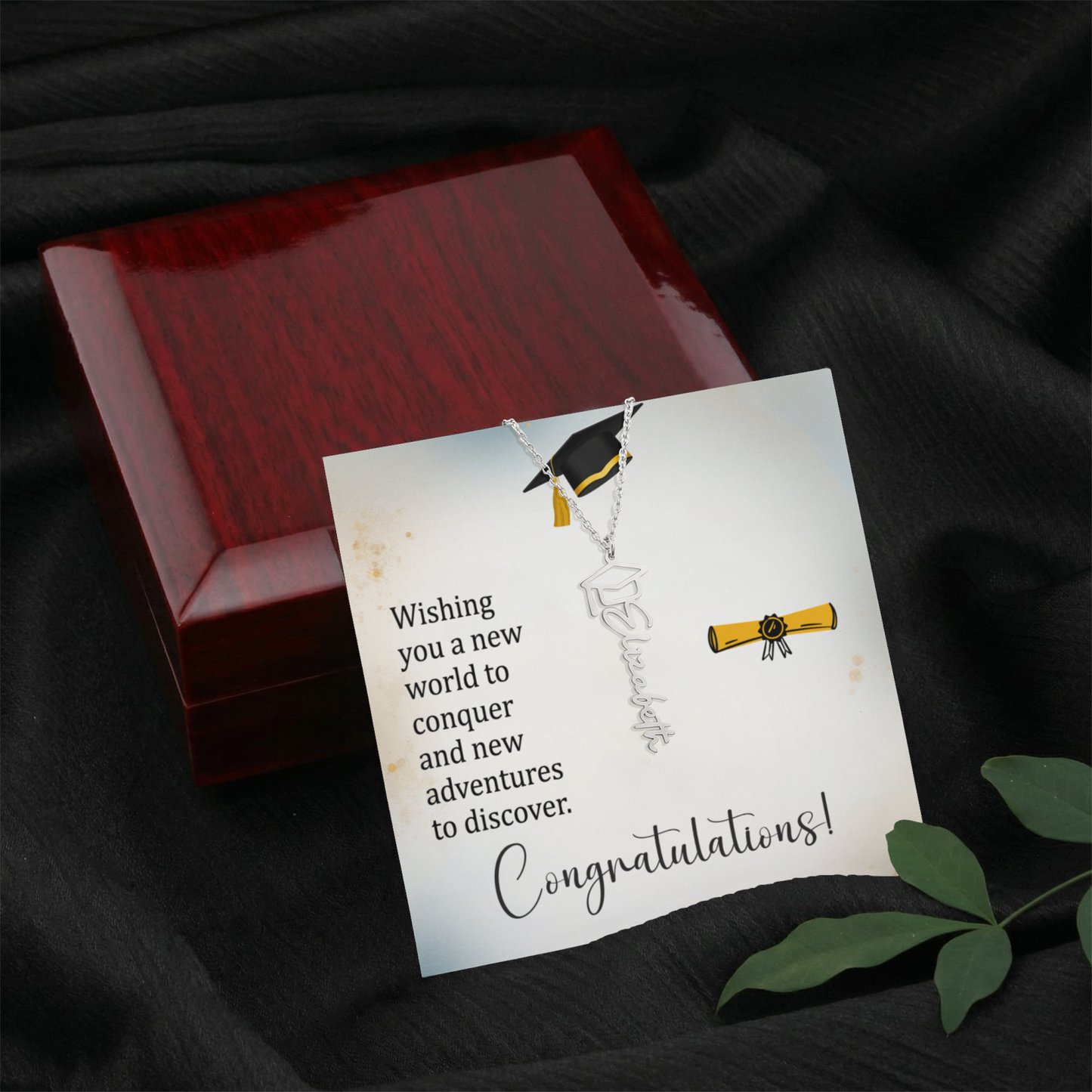 Graduation Cap Necklace and Message Card. Congratulations Gift Idea