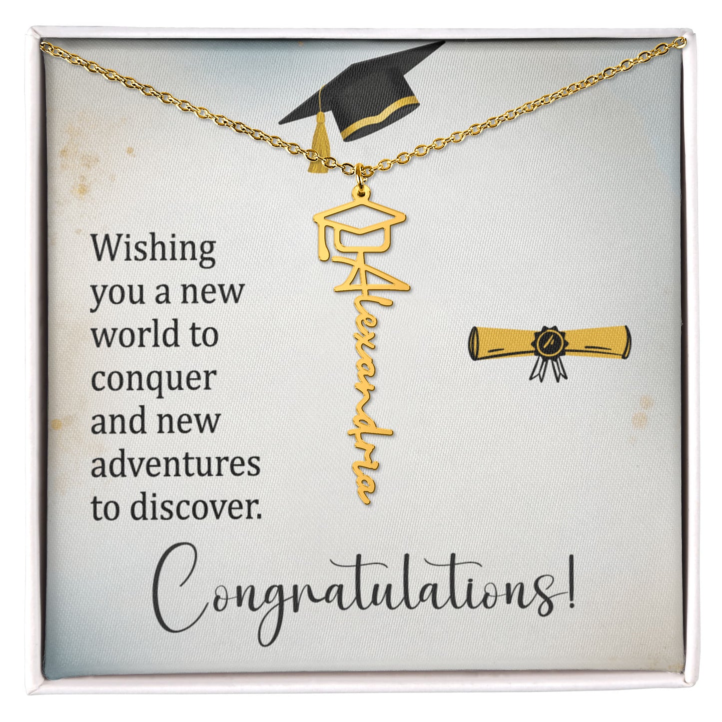 Graduation Cap Necklace and Message Card. Congratulations Gift Idea