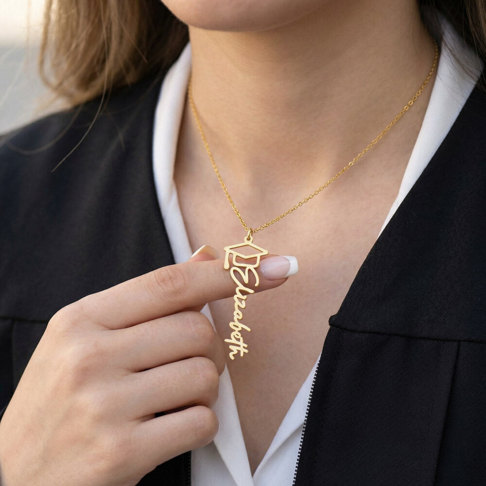Graduation Cap Necklace and Message Card. Congratulations Gift Idea