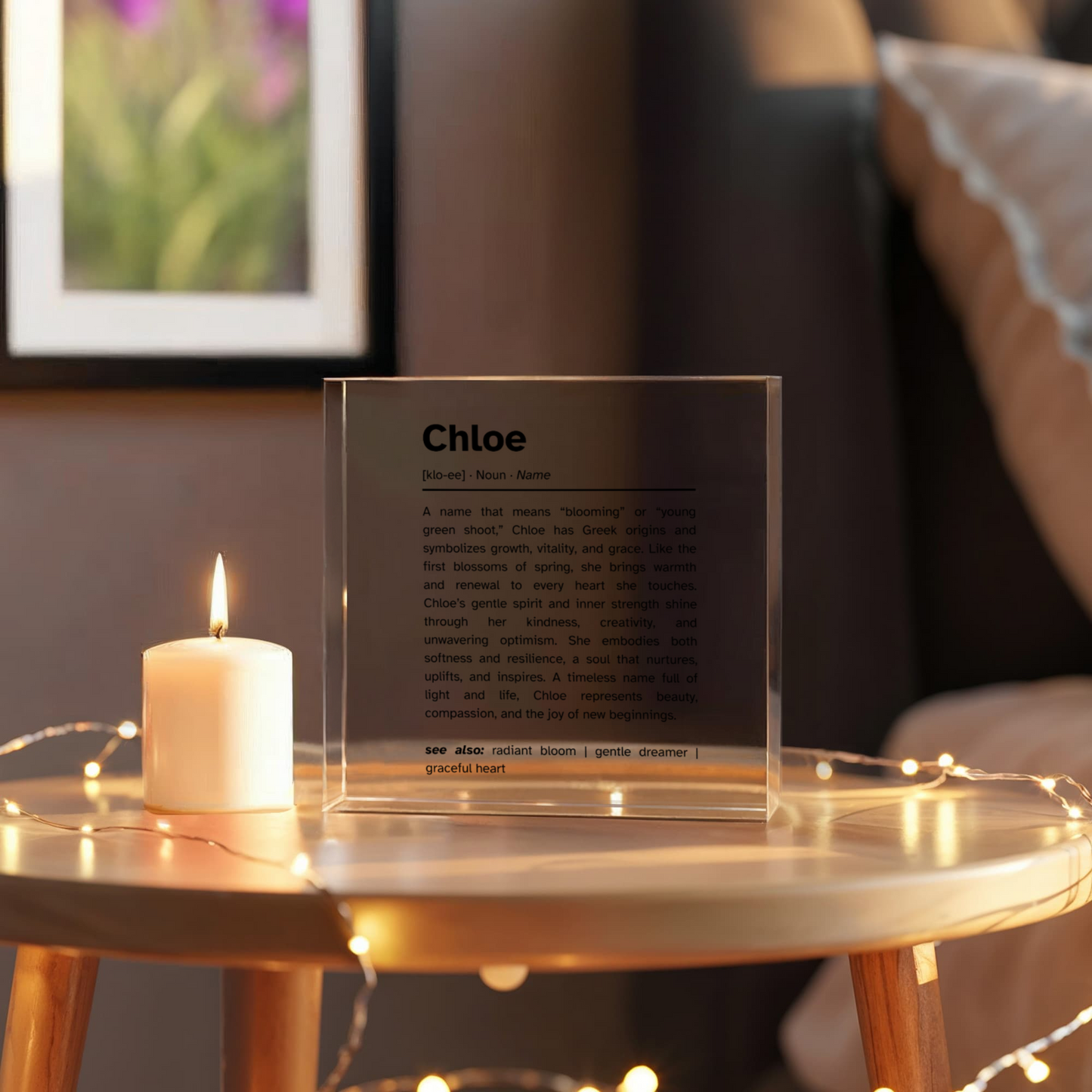 Chloe Name Meaning Art Acrylic Block | Home Decor