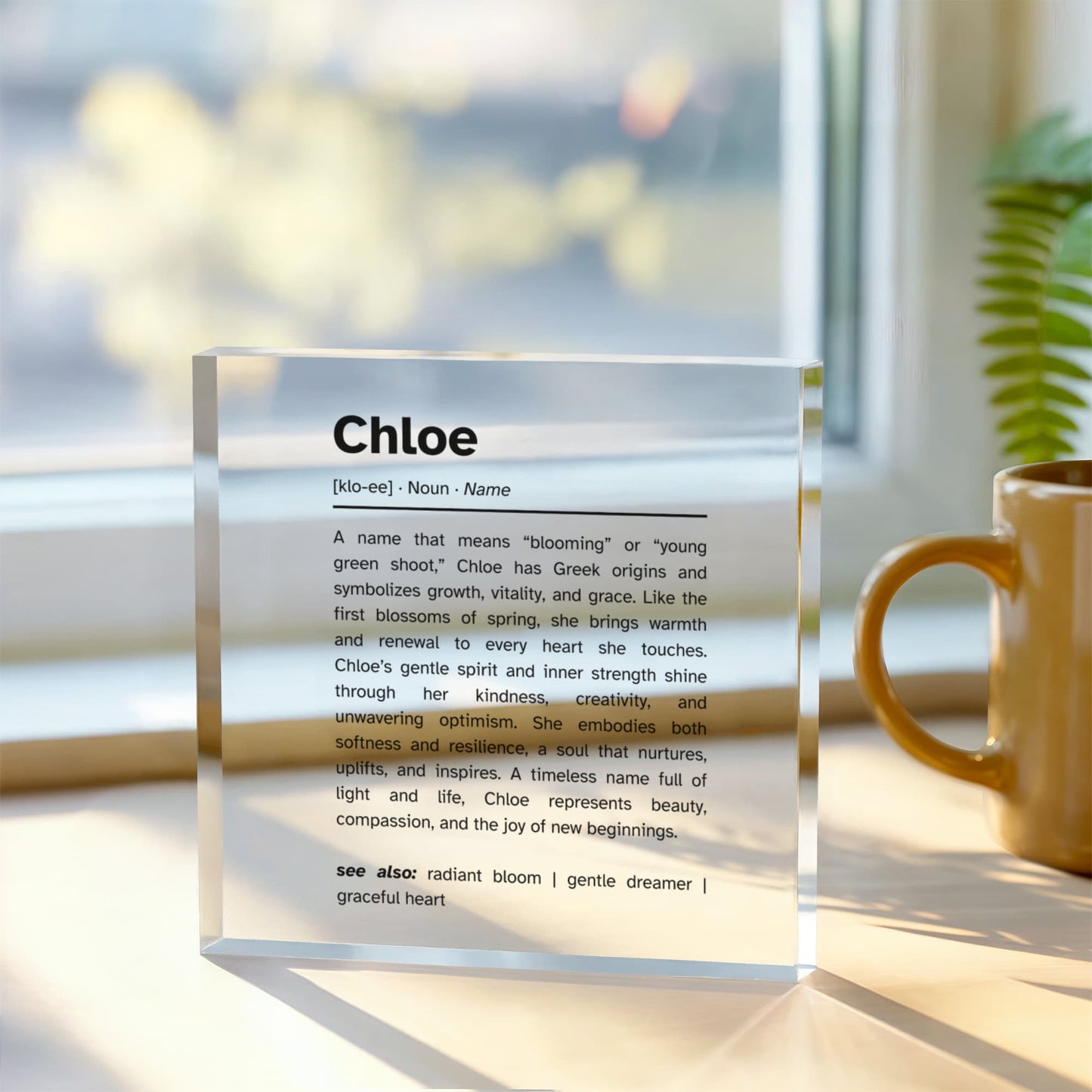 Chloe Name Meaning Art Acrylic Block | Home Decor