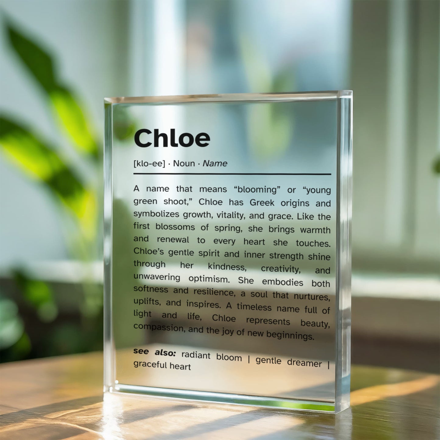 Chloe Name Meaning Art Acrylic Block | Home Decor