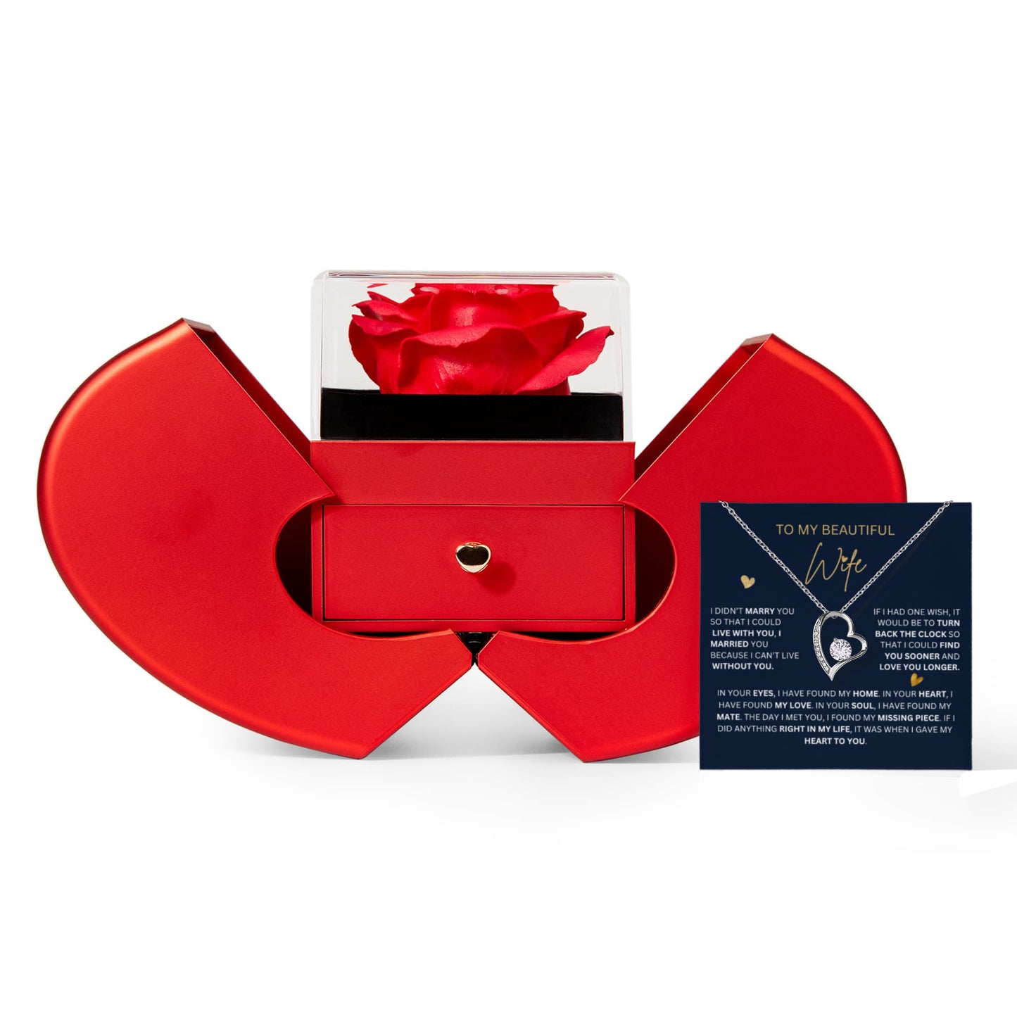 Perfect Gift to Wife from Husband Forever Love Necklace and Heart Box gift set | Birthday Christmas Anniversary Valentine Jewelry for Women