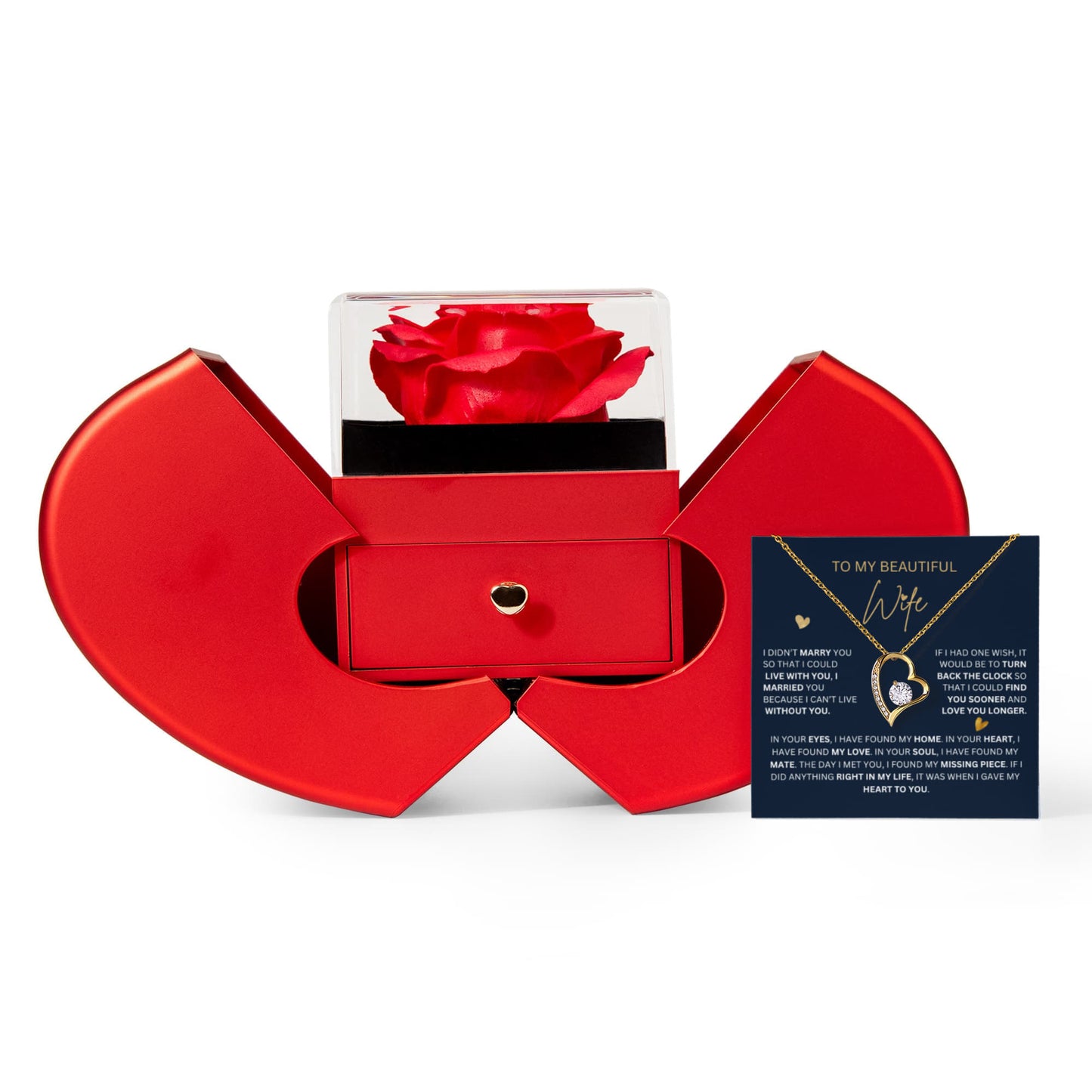 Perfect Gift to Wife from Husband Forever Love Necklace and Heart Box gift set | Birthday Christmas Anniversary Valentine Jewelry for Women