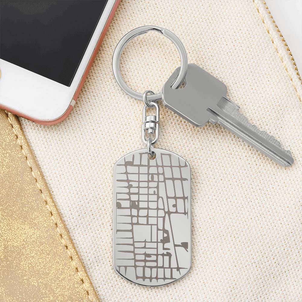 Personalized Custom Special Locations Engraved Dog Tag Map Keychain | Hunting Birthday Anniversary Christmas Gifts