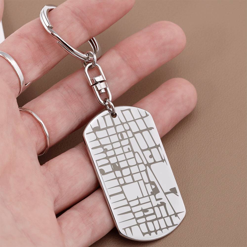 Personalized Custom Special Locations Engraved Dog Tag Map Keychain | Hunting Birthday Anniversary Christmas Gifts