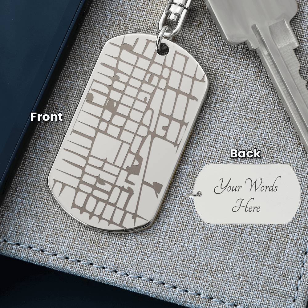 Personalized Custom Special Locations Engraved Dog Tag Map Keychain | Hunting Birthday Anniversary Christmas Gifts