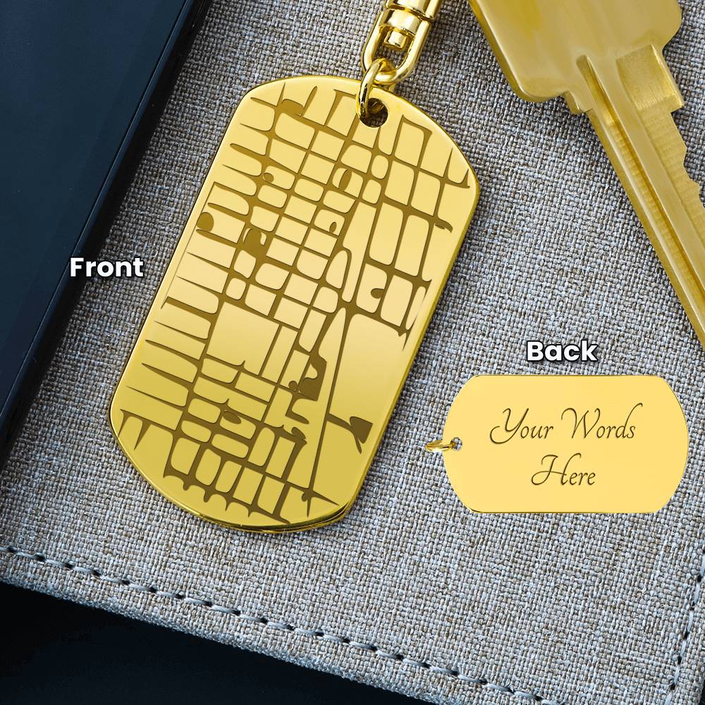 Personalized Custom Special Locations Engraved Dog Tag Map Keychain | Hunting Birthday Anniversary Christmas Gifts