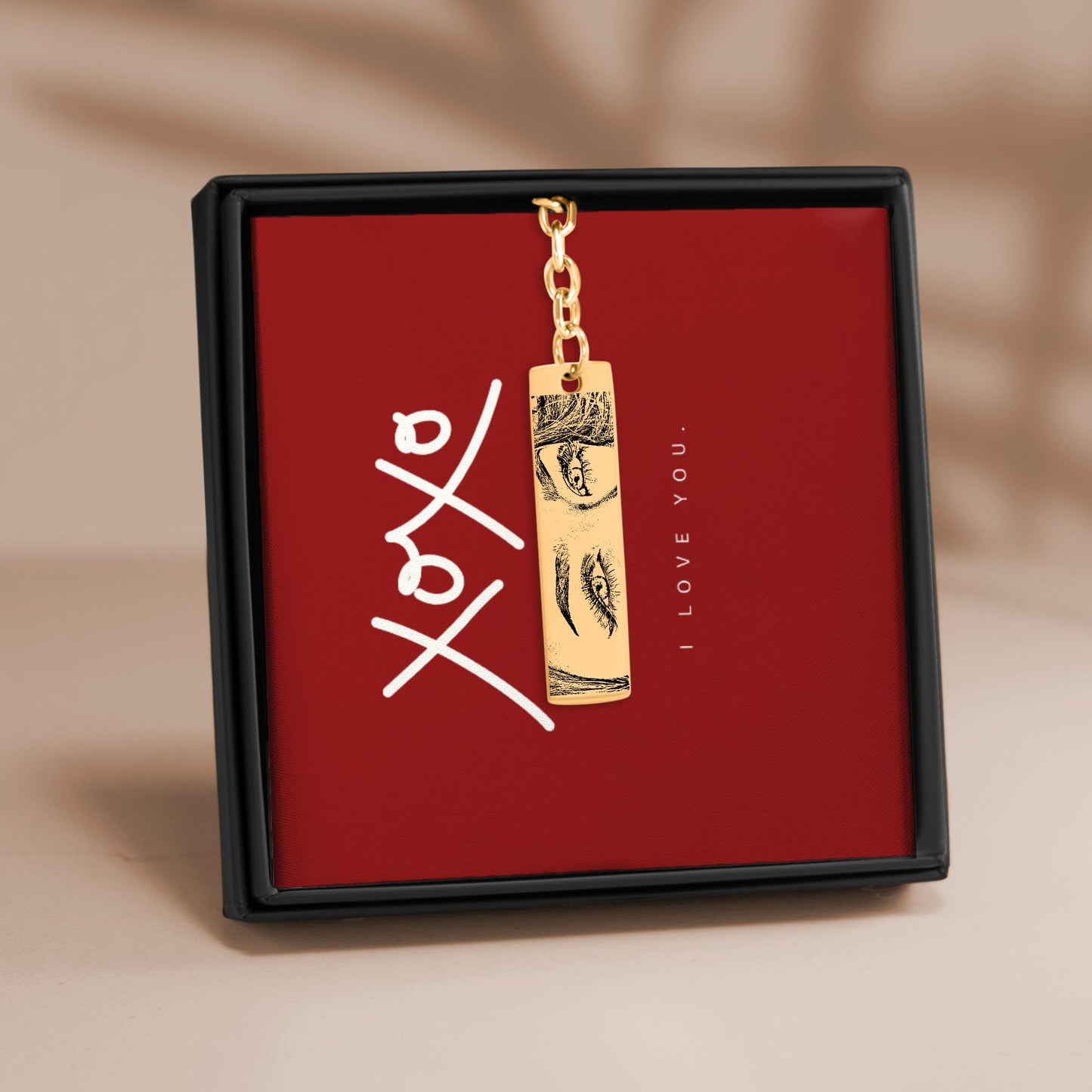 Personalized Custom Stunning Her Eyes His Your Eyes Eyes Engraved Vertical Bar Keychain | Special Gift Ideas for Birthday Christmas Anniversary Valentine's Day and More